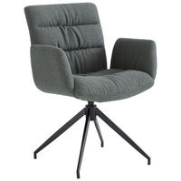 ARMLEHNSTUHL  Sitzfläche 360° drehbar Leinenoptik  Grün, Schwarz  - Schwarz/Grün, Design, Textil/Metall (62/86/65cm) - Dieter Knoll