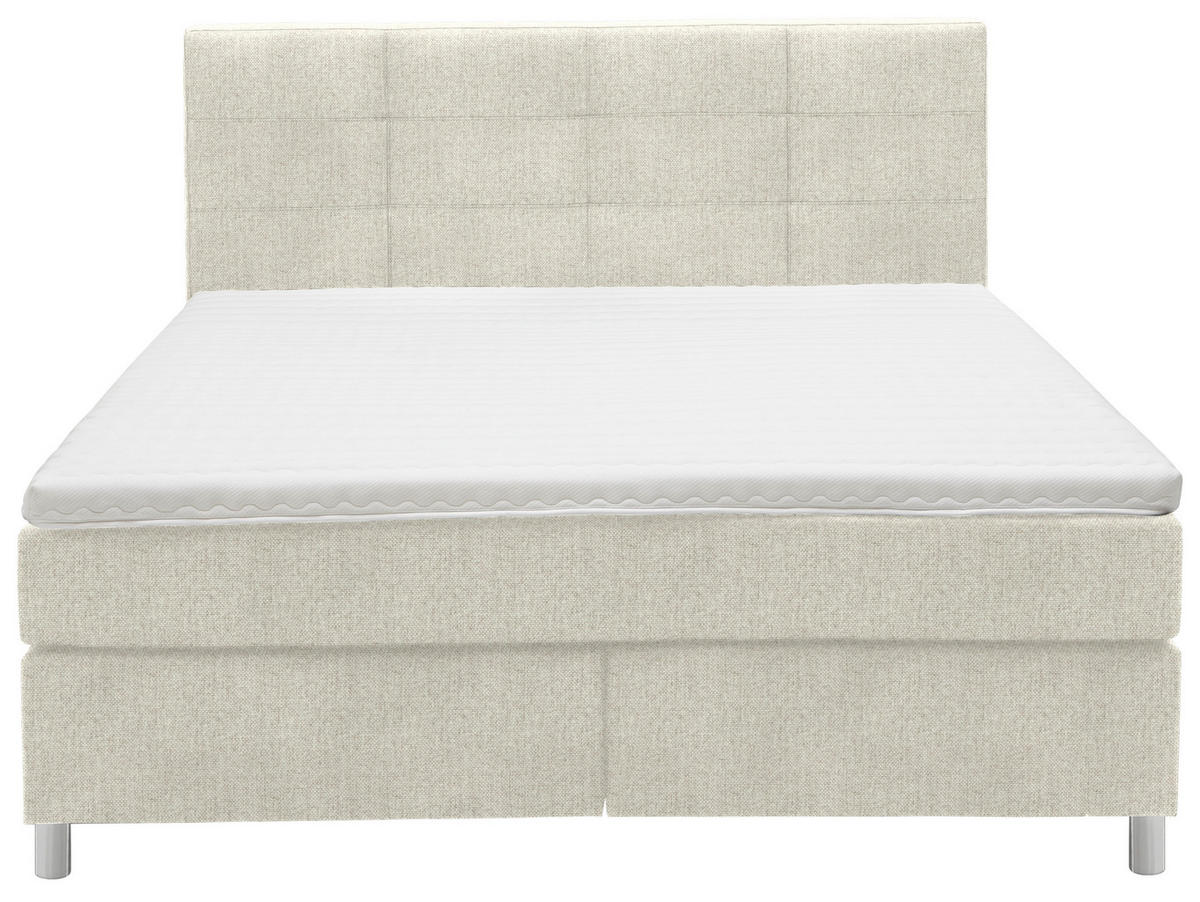 BOXSPRINGBETT 160/200 cm  in Creme  - Chromfarben/Creme, Konventionell, Kunststoff/Textil (160/200cm) - Voleo