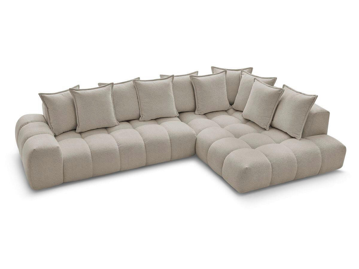ECKSOFA Ottomane rechts  EVEREST Taupe Flachgewebe  - Taupe/Schwarz, MODERN, Kunststoff/Textil (352/210cm) - Livetastic