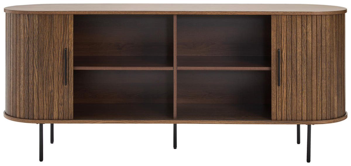 SIDEBOARD Schwarz, Eiche dunkel  180/76/45 cm  - Eiche dunkel/Schwarz, Trend, Holz/Holzwerkstoff (180/76/45cm) - Xora