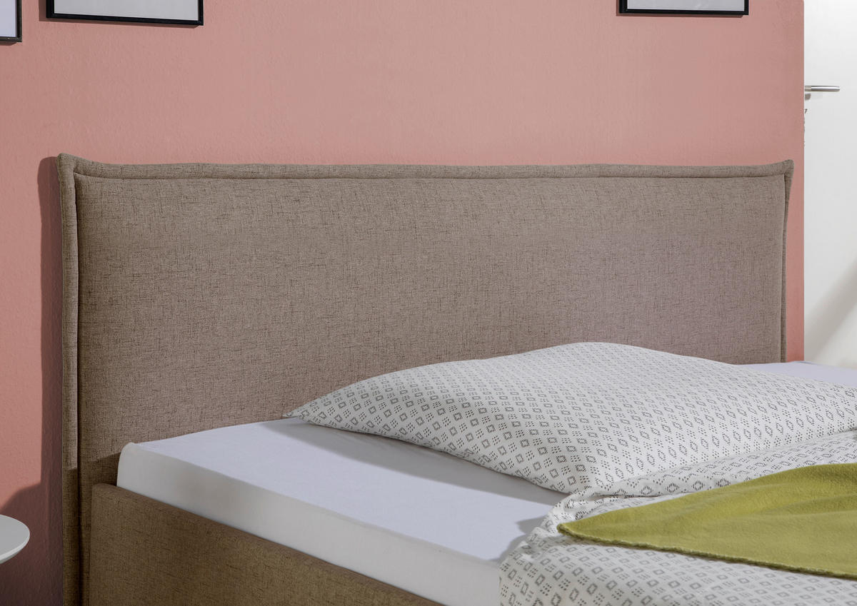 POLSTERBETT 140/200 cm,  in Hellbraun,  - Hellbraun/Schwarz, MODERN, Holz/Textil (140/200cm) - Livetastic