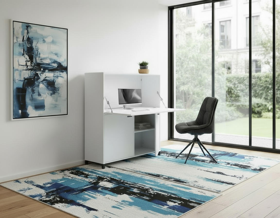 SEKRETÄR  Kabeldurchlass, Stauraum  - Schwarz/Weiß, Design, Holzwerkstoff/Kunststoff (120/127/40cm) - MID.YOU