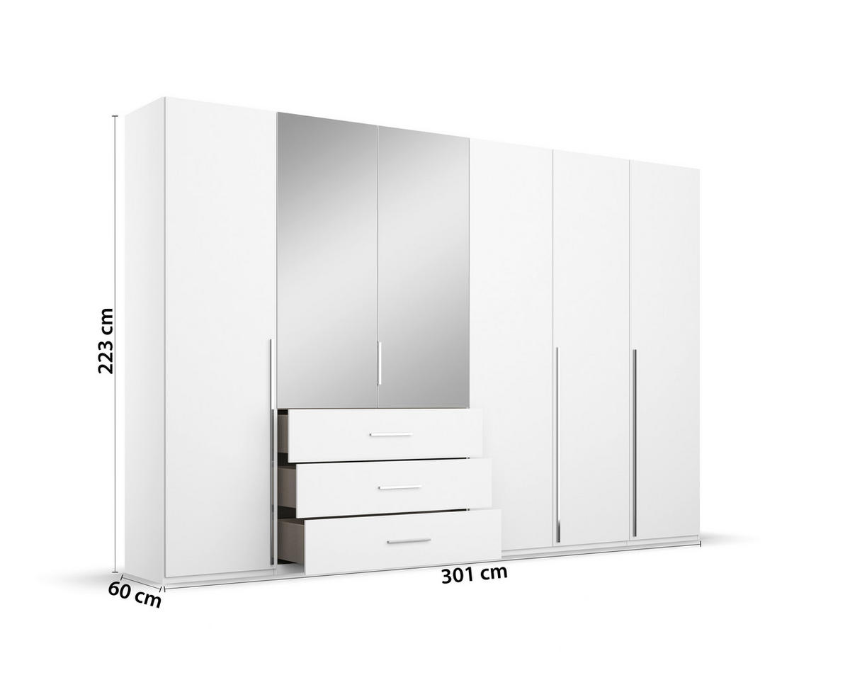 DREHTÜRENSCHRANK in Weiss  - Chromfarben/Weiss, Design, Glas/Holzwerkstoff (301/223/60cm) - home24