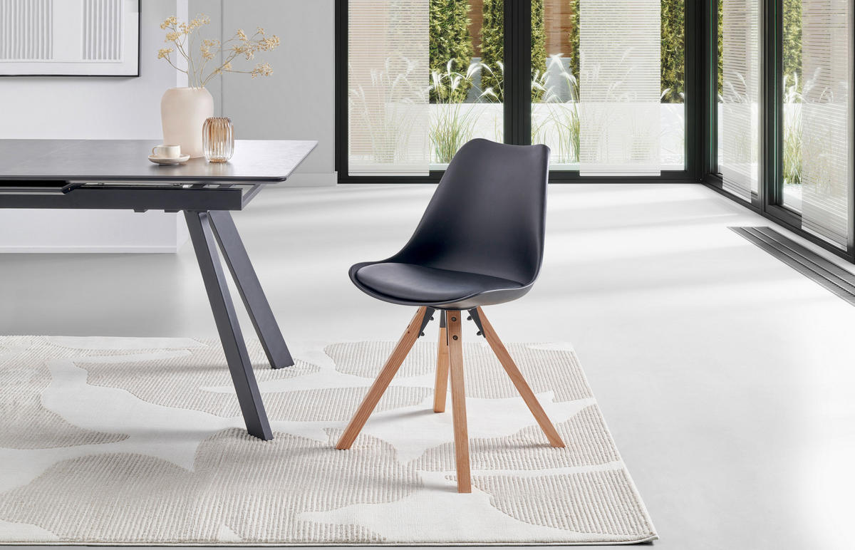 STUHL in Holz, Kunststoff, Textil Schwarz  - Schwarz/Naturfarben, LIFESTYLE, Holz/Kunststoff (48,5/84/55cm) - MID.YOU