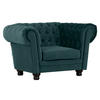 CHESTERFIELD-SESSEL Flachgewebe Petrol    - Dunkelbraun/Petrol, LIFESTYLE, Holz/Textil (130/79/93cm)