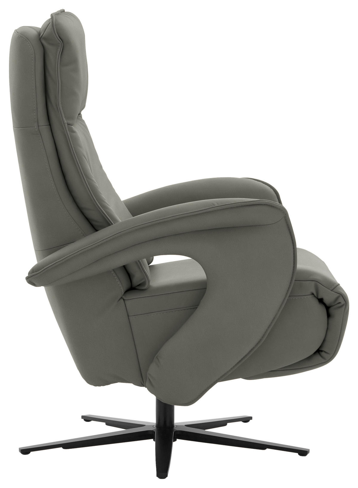 RELAXSESSEL in Leder Grau  - Schwarz/Grau, Design, Leder/Metall (77/110/87cm) - Valdera