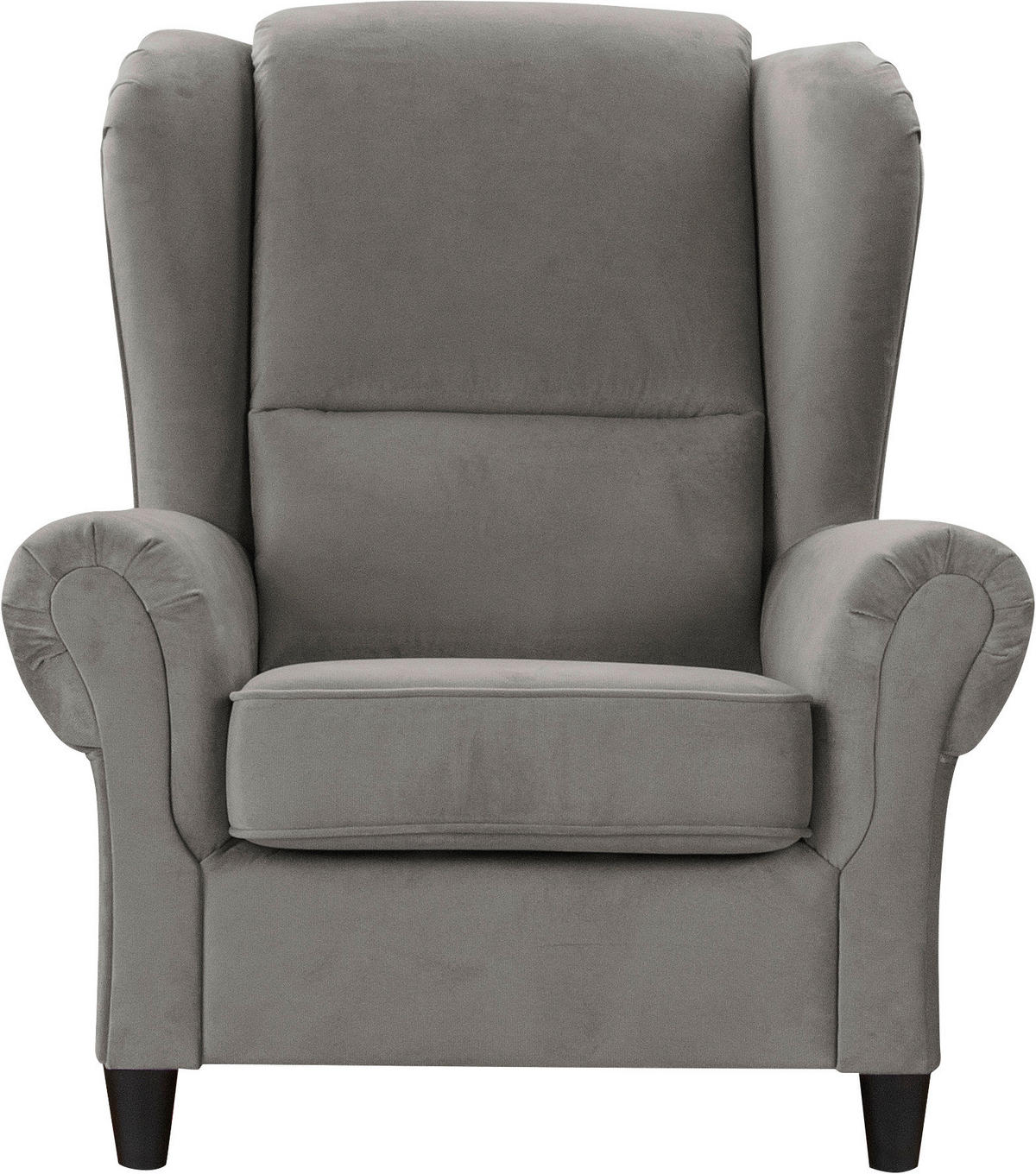 OHRENSESSEL in Plüsch Grau  - Schwarz/Grau, Design, Holz/Textil (94/112/92cm) - MID.YOU