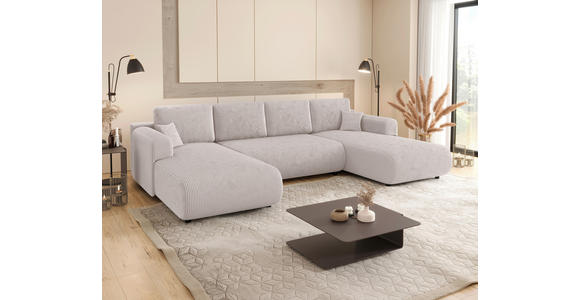 Wohnlandschaft inkl. Funktion Beige Cord  - Beige/Schwarz, KONVENTIONELL, Textil (200/360/200cm) - Xora