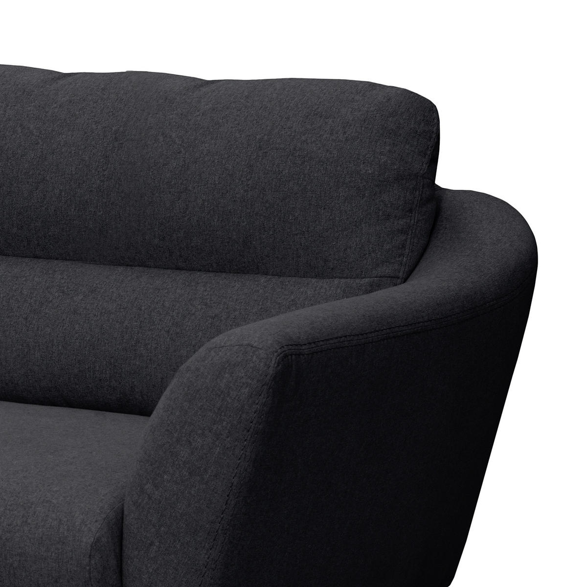 2,5-SITZER Webstoff Anthrazit  - Anthrazit/Buchefarben, Design, Holz/Textil (187/87/88cm) - Livetastic