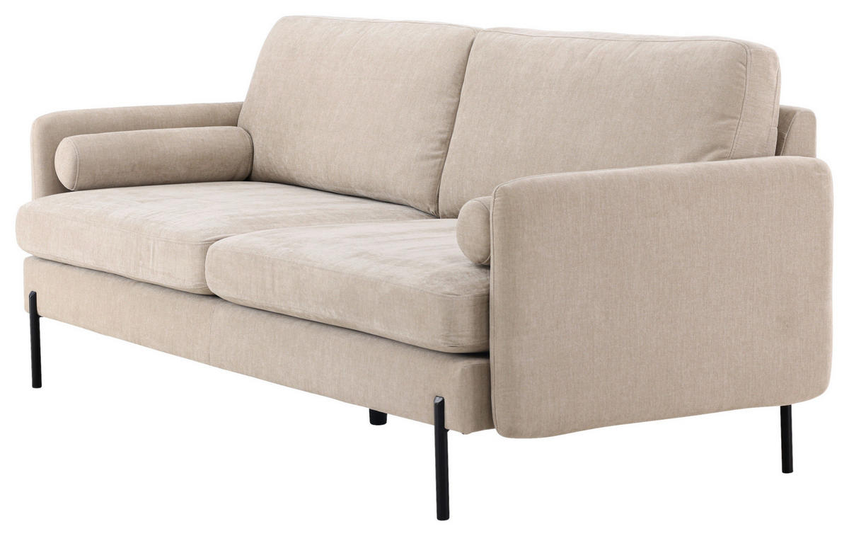 2-SITS SOFFA i metall, textil svart, beige  - beige/svart, Design, metall/textil (209.5/86/87cm) - Livetastic