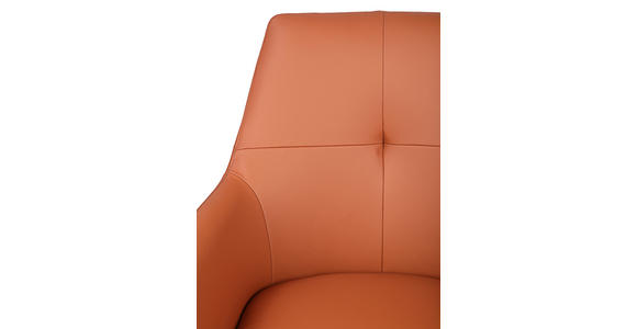 BARHOCKER Echtleder Cognac Eisen Sitzfläche 360° drehbar, inklusive Armlehnen - Cognac/Schwarz, Design, Leder/Metall (55/90-116/53cm) - Novel