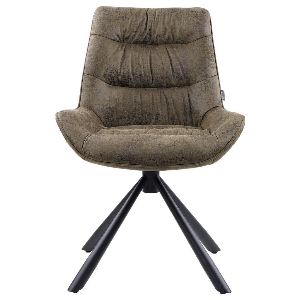 Thumbnail - Hom`in Stuhl, Grün, Metall, Textil, konisch, Drehkreuz, 57x84x63 cm, Sitzfläche 360° drehbar, Esszimmer, Stühle, Esszimm...