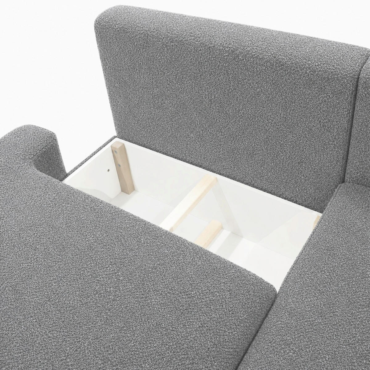 ECKSOFA FREDO Grau Bouclé  - Schwarz/Grau, Design, Kunststoff/Textil (233/150cm) - MID.YOU