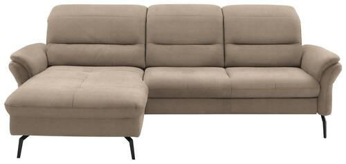 ECKSOFA in Flachgewebe Naturfarben, Sandfarben  181/260 cm  - Sandfarben/Schwarz, KONVENTIONELL, Textil/Metall (181/260cm) - Beldomo Speed