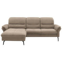 ECKSOFA in Flachgewebe Naturfarben, Sandfarben  - Sandfarben/Schwarz, Konventionell, Textil/Metall (181/260cm) - Beldomo Speed