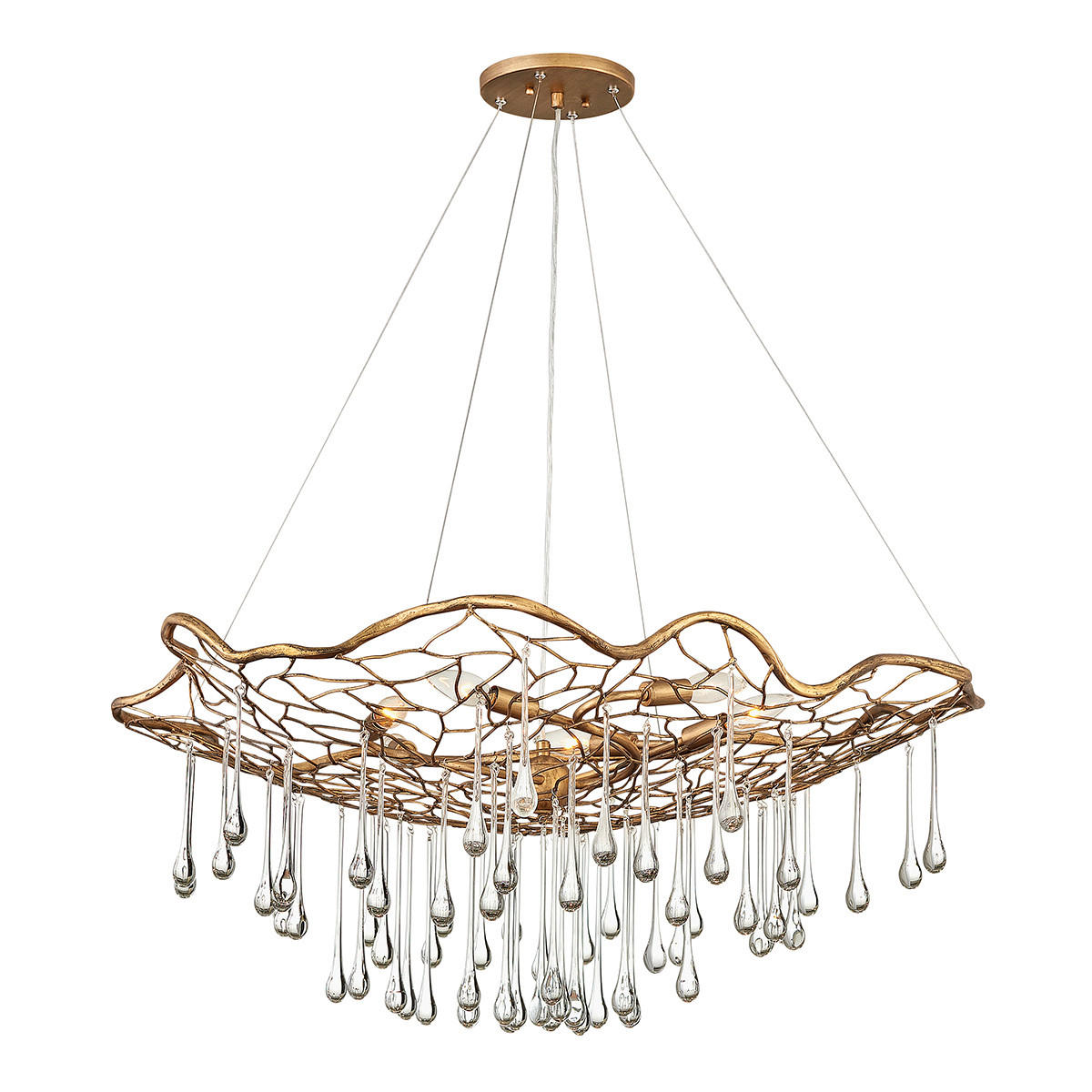 KRONLEUCHTER Laguna 91.4/48.2 cm  - Goldfarben, KONVENTIONELL, Glas/Metall (91.4/48.2cm) - Elstead Lighting