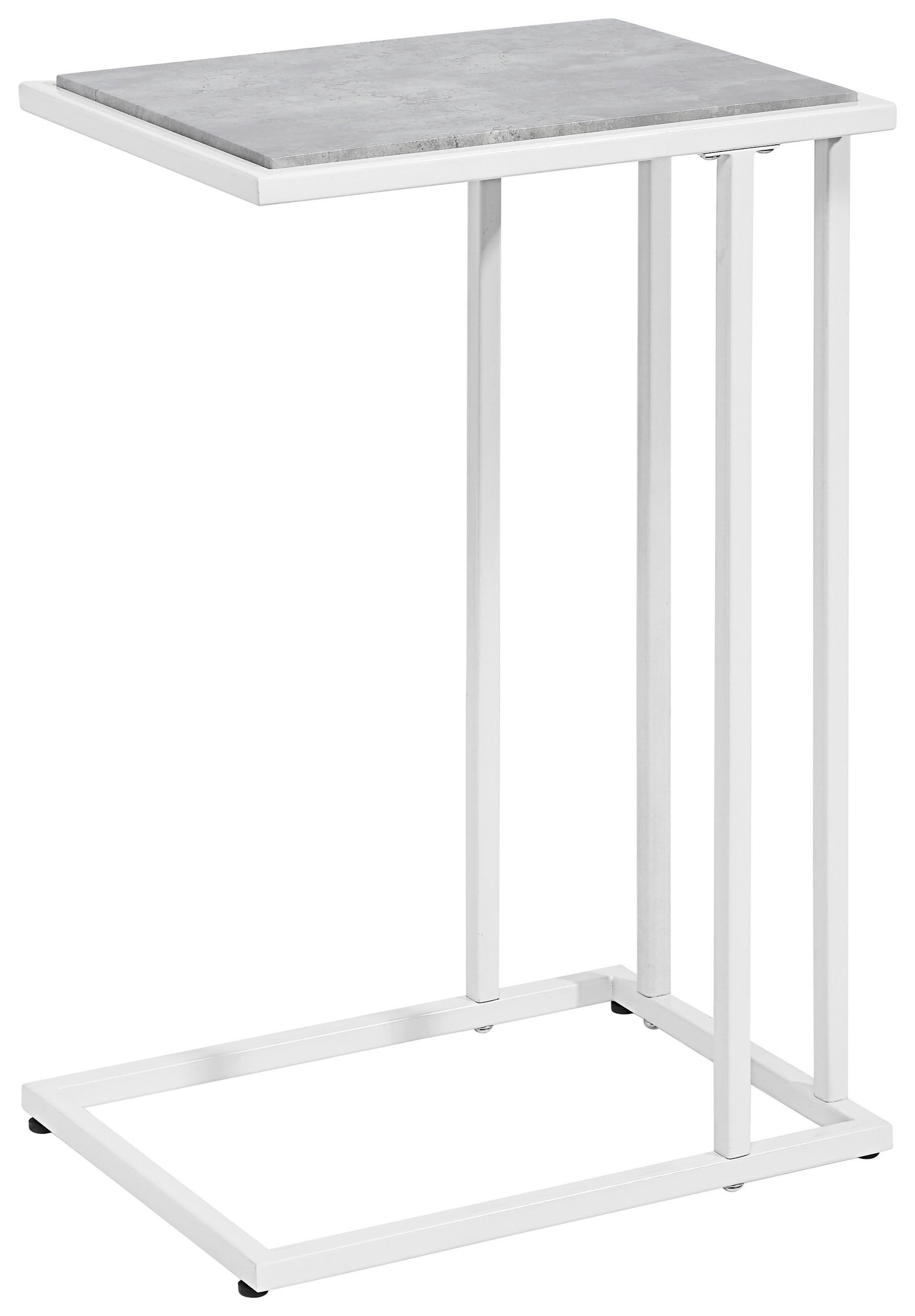 BEISTELLTISCH 40/30/60 cm Grau, Weiß rechteckig  - Weiß/Grau, Design, Holzwerkstoff/Metall (40/30/60cm) - home24