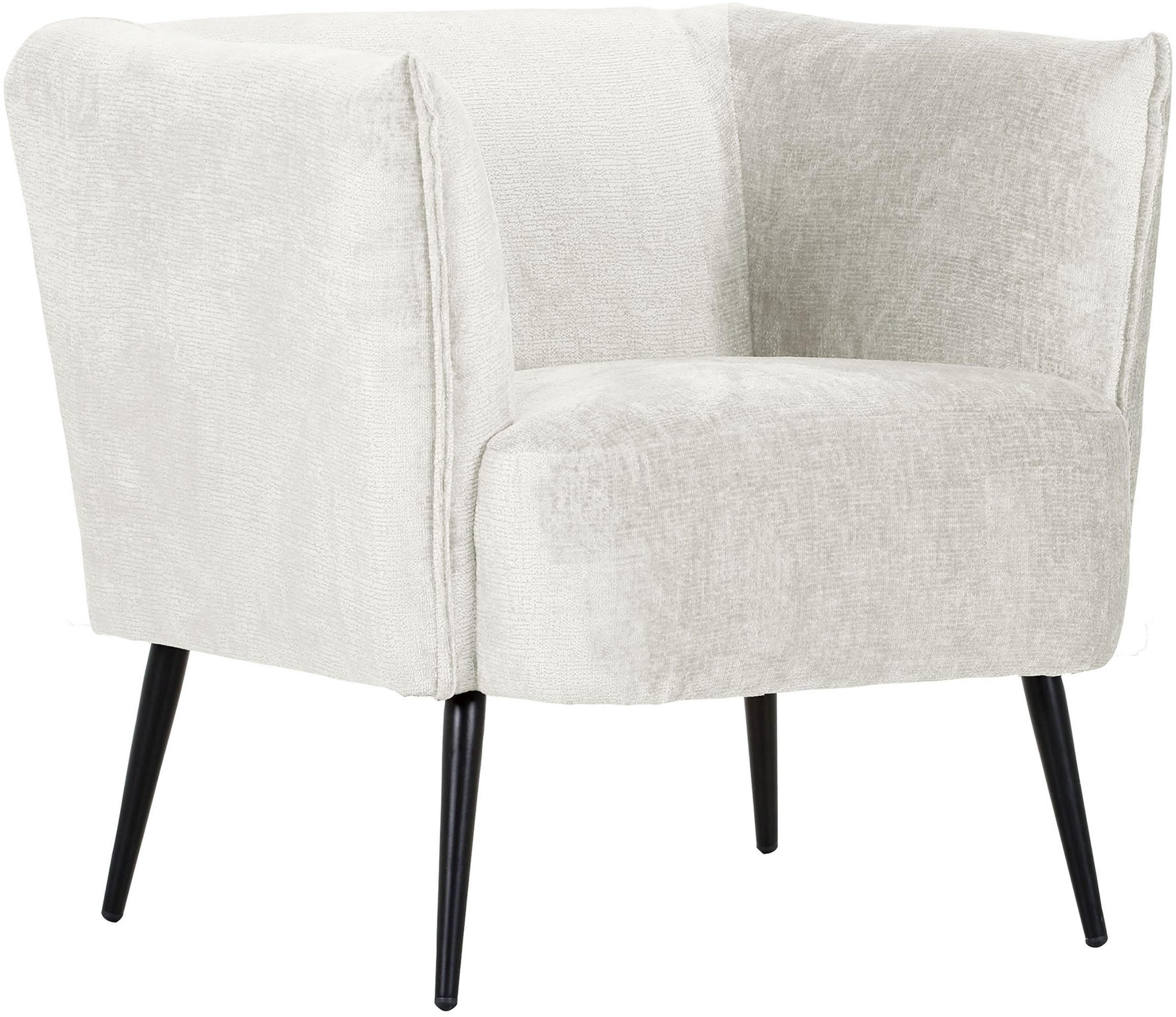 SESSEL in Chenille Beige  - Beige/Schwarz, Design, Textil/Metall (76/73/76cm) - Landscape