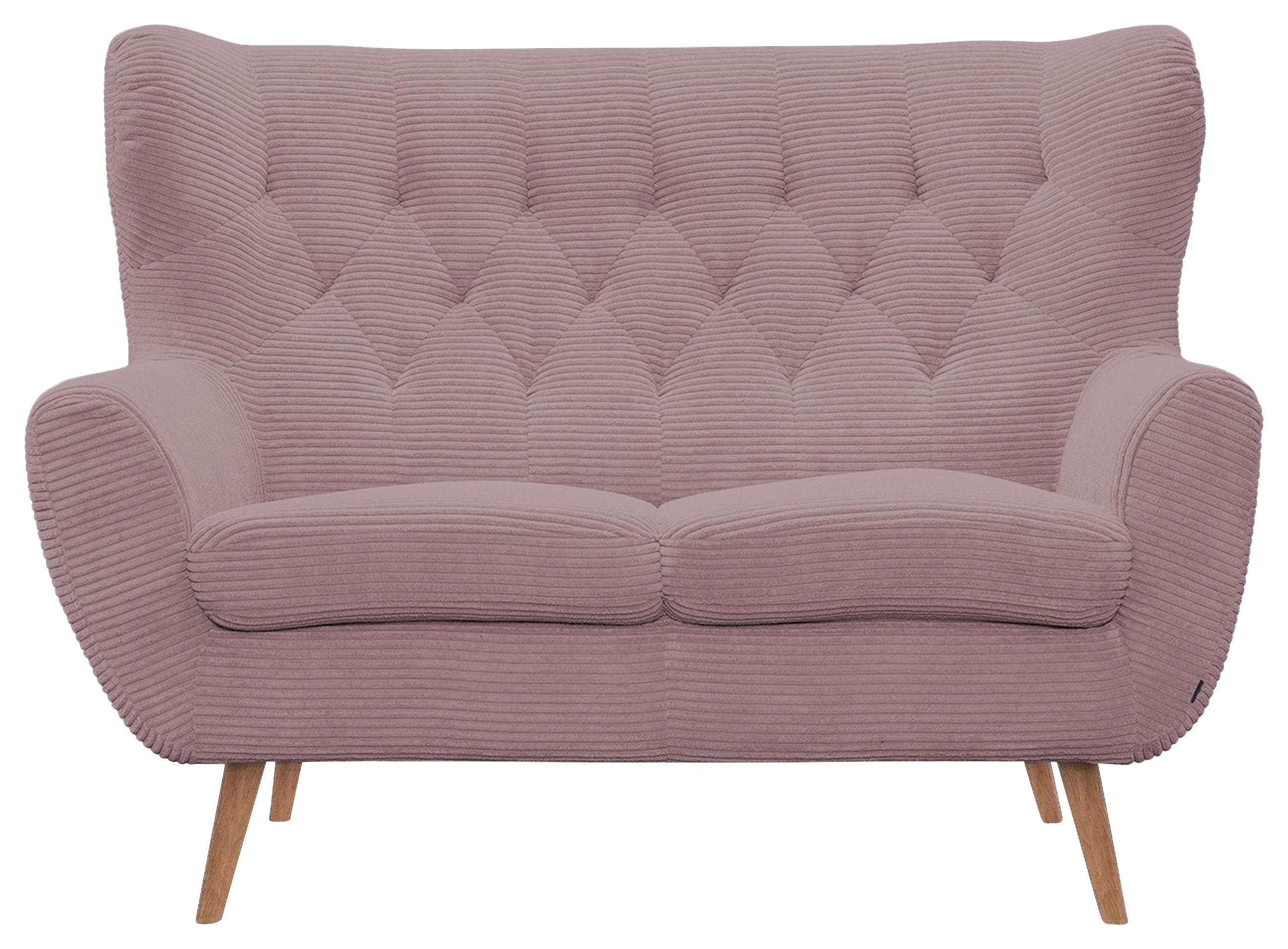 2-SITZER-SOFA Skagen Cord Rosa  - Eichefarben/Rosa, Design, Holz/Textil (137/101/95cm) - Stylife