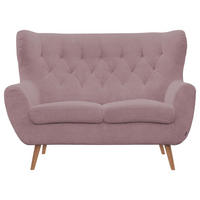 2-SITZER-SOFA Cord Rosa  - Eichefarben/Rosa, Design, Holz/Textil (137/101/95cm) - Stylife