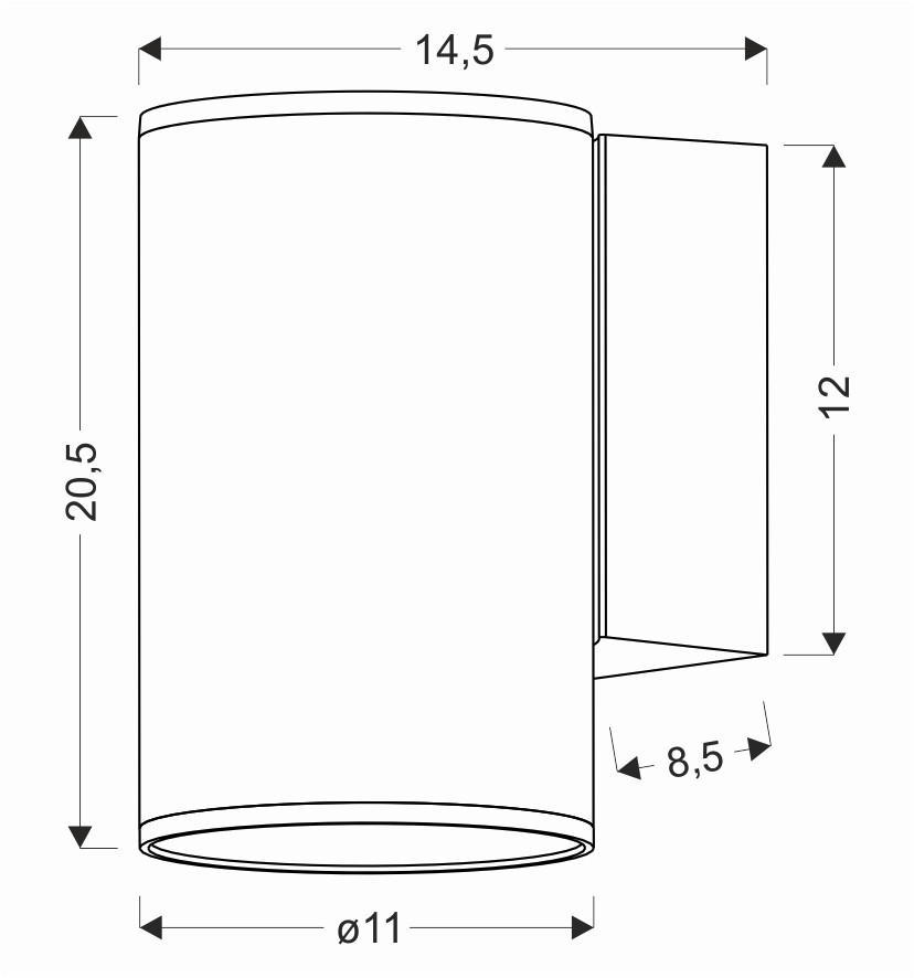 VÄGGLAMPA FÖR UTOMHUS - svart, Basics, metall (10.8/14.5/20.4cm)