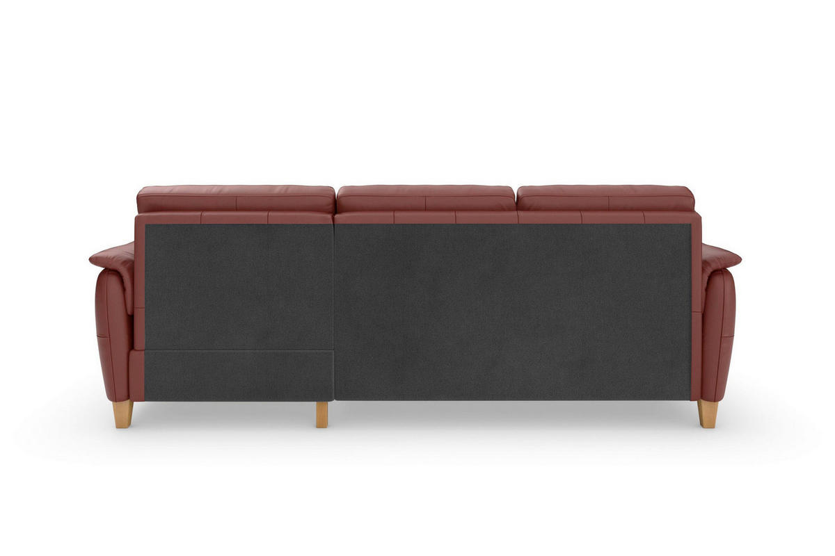 ECKSOFA PALMERA E Rotbraun Kombination Echtleder/Stoff Mikrofaser Bettkasten  - Rotbraun/Eichefarben, Basics, Leder/Holz (244/163cm) - Sit & More