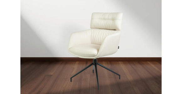 ARMLEHNSTUHL  Stoffauswahl, Sitzfläche 360° drehbar, automatische Rückholfunktion Webstoff  Beige  - Beige/Schwarz, Design, Textil/Metall (62/92/66cm) - Dieter Knoll