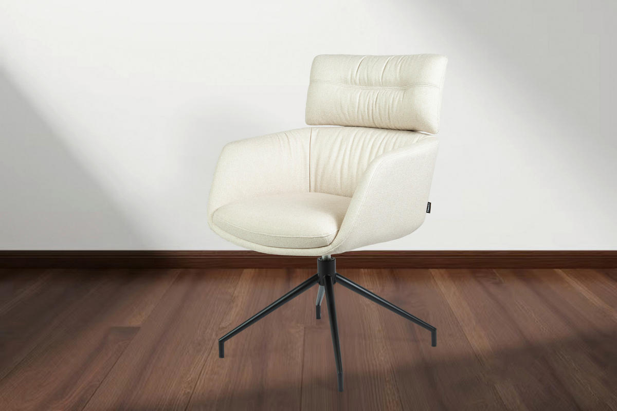 ARMLEHNSTUHL  Stoffauswahl, Sitzfläche 360° drehbar, automatische Rückholfunktion Webstoff  Beige  - Beige/Schwarz, Design, Textil/Metall (62/92/66cm) - Dieter Knoll