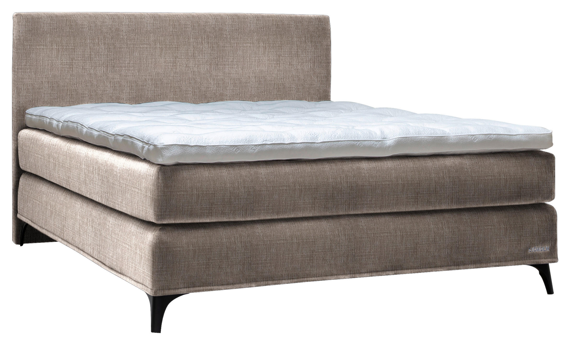 BOXSPRINGBETT 200/220 cm  in Hellbraun  - Hellbraun/Schwarz, Konventionell, Holz/Textil (200/220cm) - Sjöholm