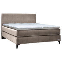BOXSPRINGBETT 200/220 cm  in Hellbraun  - Hellbraun/Schwarz, Konventionell, Holz/Textil (200/220cm) - Sjöholm