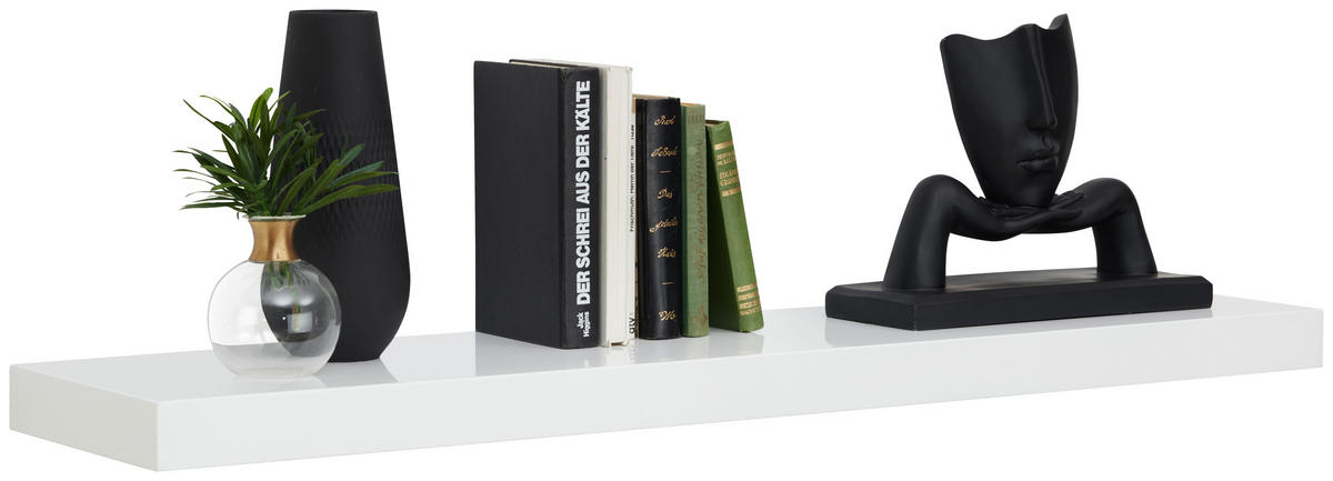 STENSKA POLICA - bela/visoki sijaj, Basics, leseni material (110/5/25cm) - Xora