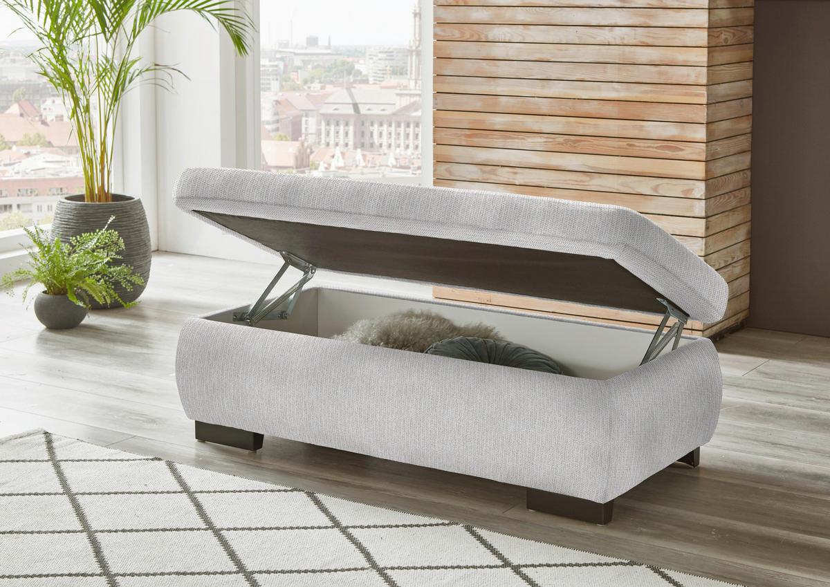 ECKSOFA in Flachgewebe Creme  297/174 cm  - Creme/Schwarz, Design, Textil/Metall (297/174cm) - Beldomo Style