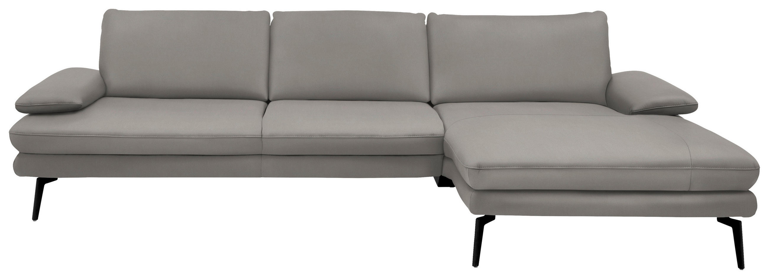 ECKSOFA in Echtleder Silberfarben  - Silberfarben/Schwarz, Design, Leder/Metall (310/180cm) - Dieter Knoll