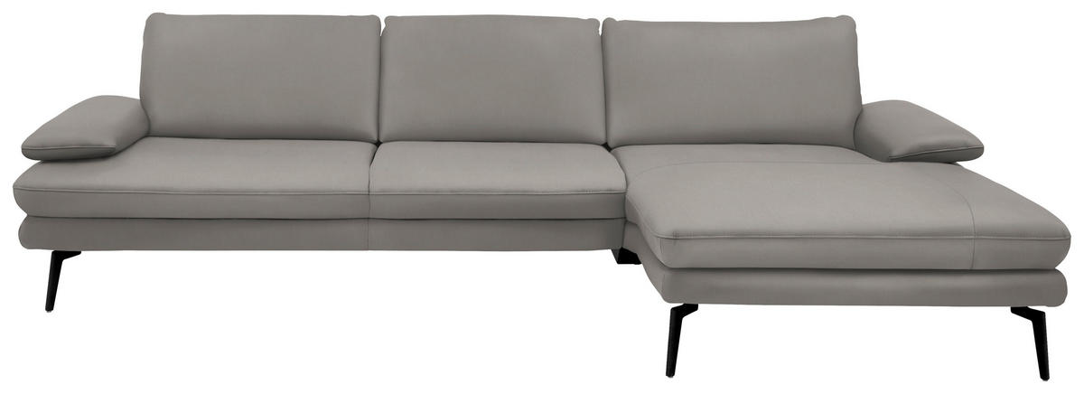 ECKSOFA in Echtleder Silberfarben  - Silberfarben/Schwarz, Design, Leder/Metall (310/180cm) - Dieter Knoll