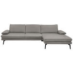 ECKSOFA in Echtleder Silberfarben  310/180 cm  - Silberfarben/Schwarz, Design, Leder/Metall (310/180cm) - Dieter Knoll