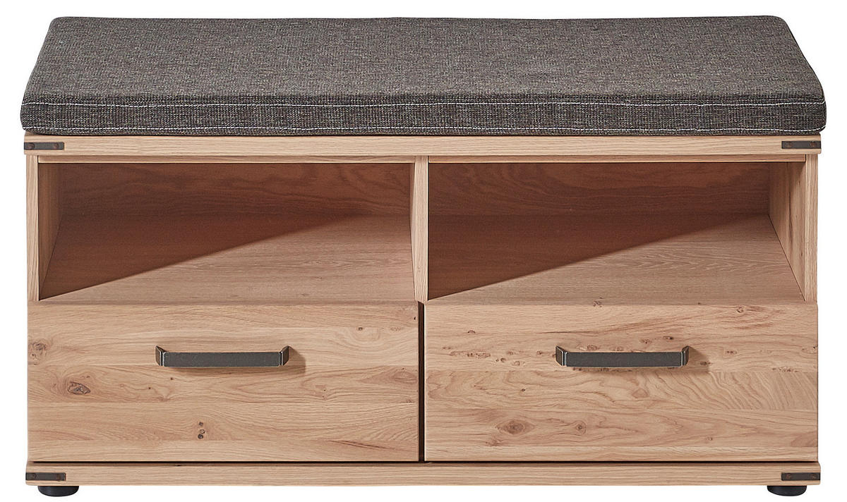 GARDEROBENBANK  in 101/47/41 cm  - Eichefarben/Graubraun, Natur, Holz/Kunststoff (101/47/41cm)