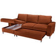 ECKSOFA Rostfarben Cord  - Rostfarben/Schwarz, KONVENTIONELL, Textil/Metall (150/240cm) - Carryhome