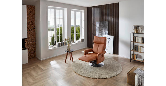 RELAXSESSEL in Leder Braun - Edelstahlfarben/Braun, Design, Leder/Metall (78/112/85cm) - Cantus