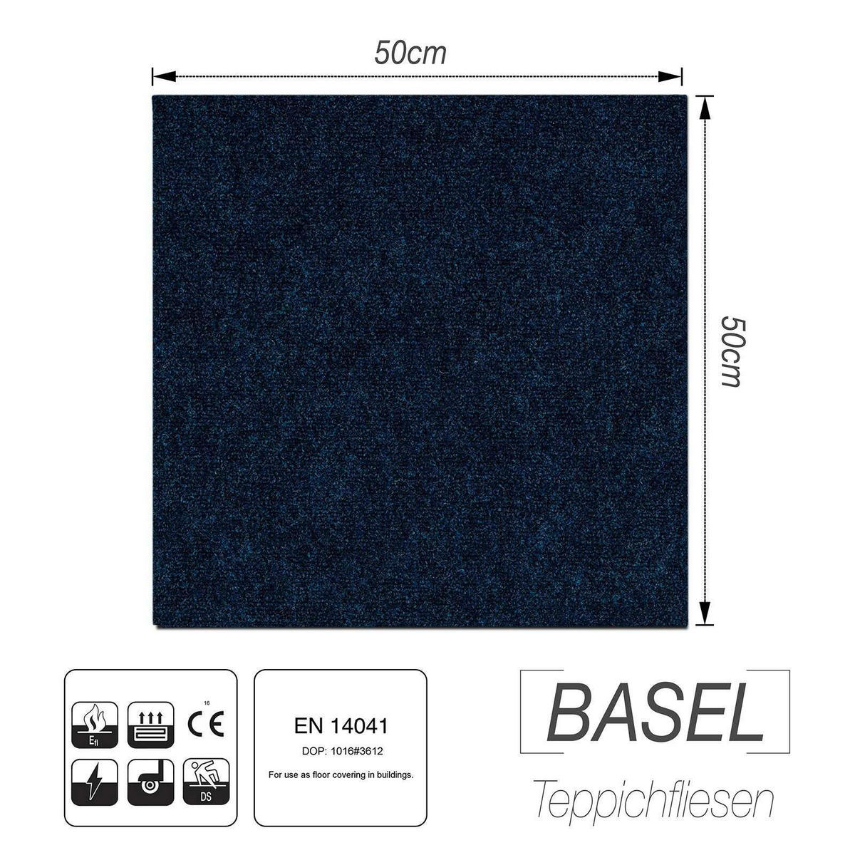 TEPPICHFLIESE - Dunkelblau, Basics, Kunststoff/Textil (50/50cm) - Esposa
