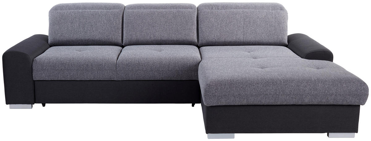 ECKSOFA Graphitfarben, Grau Webstoff  - Silberfarben/Graphitfarben, KONVENTIONELL, Holz/Textil (286/203cm) - Livetastic
