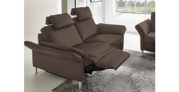 3-SITZER-SOFA Latina in Echtleder Dunkelbraun   - Dunkelbraun/Alufarben, Design, Leder/Metall (190/82/99cm) - Dieter Knoll