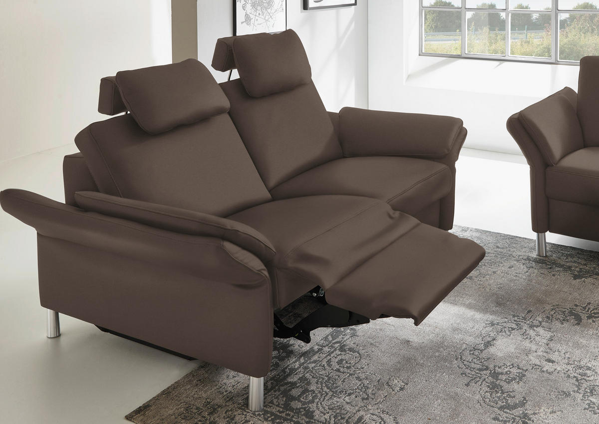 3-SITZER-SOFA in Echtleder Dunkelbraun  - Dunkelbraun/Alufarben, Design, Leder/Metall (190/82/99cm) - Dieter Knoll