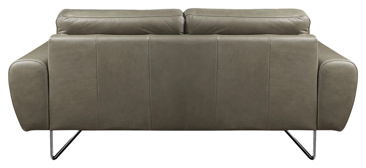 2-SITZER-SOFA in Echtleder Grau  - Chromfarben/Grau, Design, Leder/Metall (177/85/92cm) - Livetastic