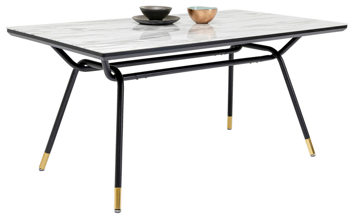 ESSTISCH in Metall, Glas, Holzwerkstoff 160/90/75 cm  - Messingfarben/Schwarz, LIFESTYLE, Glas/Holzwerkstoff (160/90/75cm) - Kare-Design