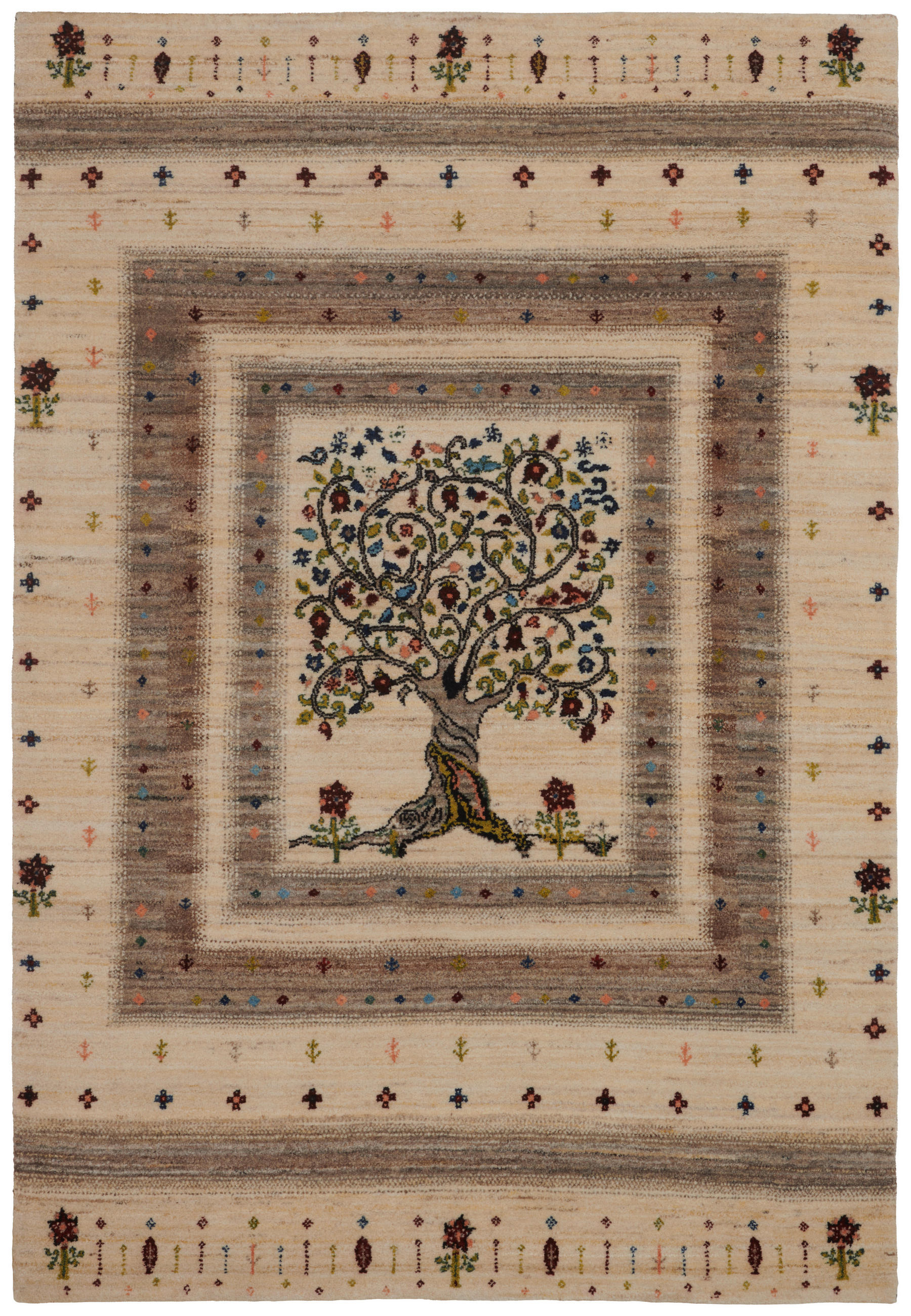 ORIENTTEPPICH 90/160 cm Metamorphose Grau, Naturfarben  - Naturfarben/Grau, LIFESTYLE, Textil (90/160cm) - Cazaris