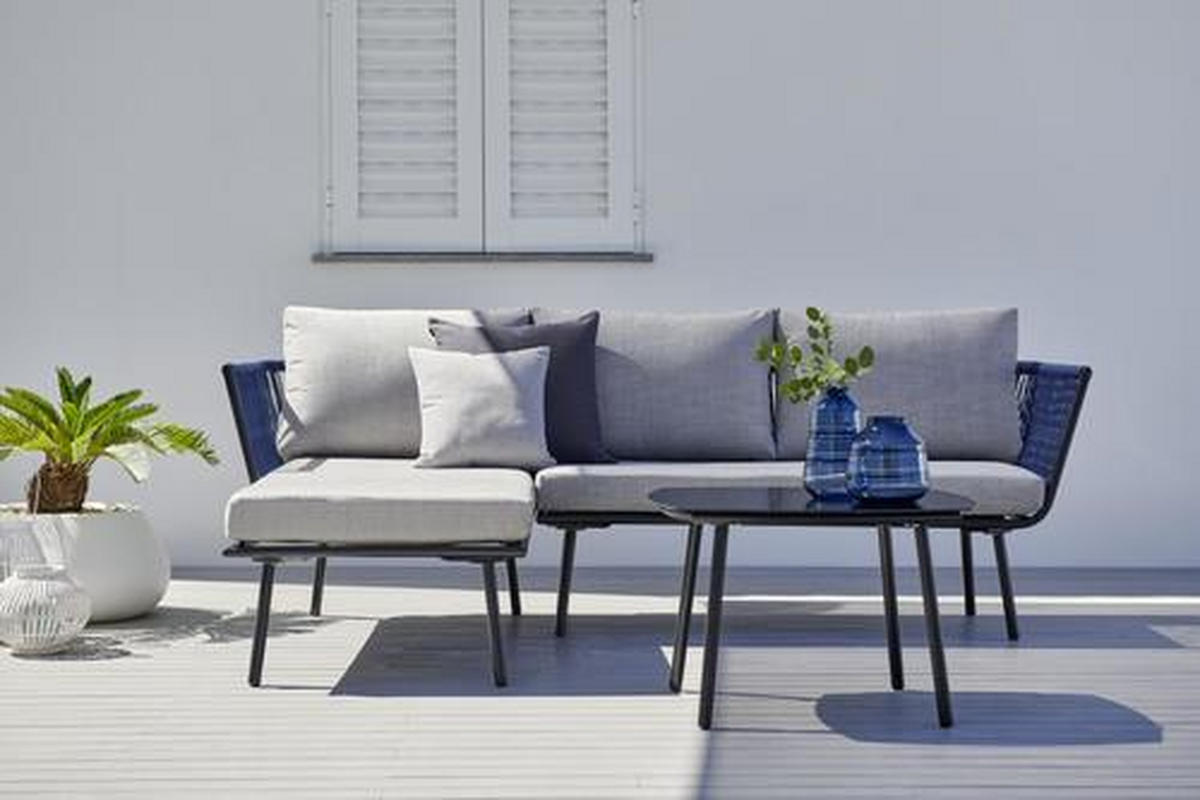 MOBILIER TERASĂ ȘI LOUNGE  150/218 cm   - gri deschis/albastru, Modern, metal/textil (150/218cm) - Ambia Garden