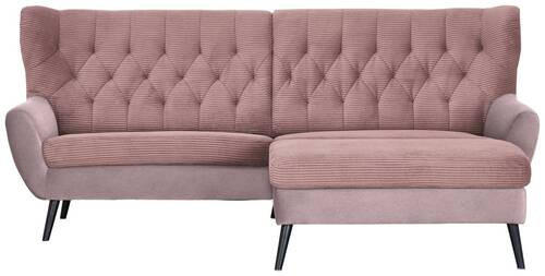 ECKSOFA Rosa Cord  - Schwarz/Rosa, Design, Holz/Textil (237/165cm) - Stylife