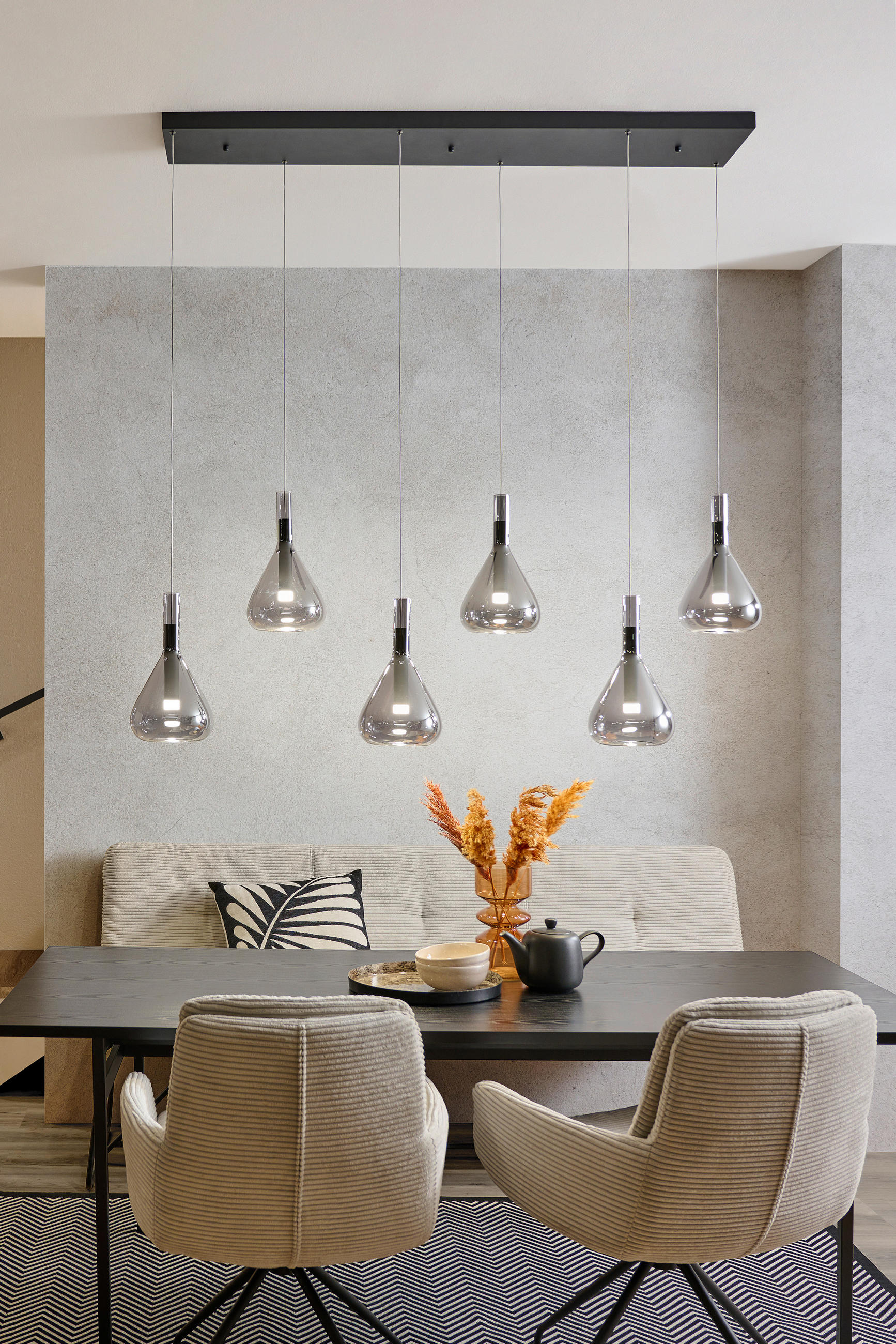 LED-HÄNGELEUCHTE 155/40/200 cm  - Chromfarben, Design, Glas/Metall (155/40/200cm) - Cinque