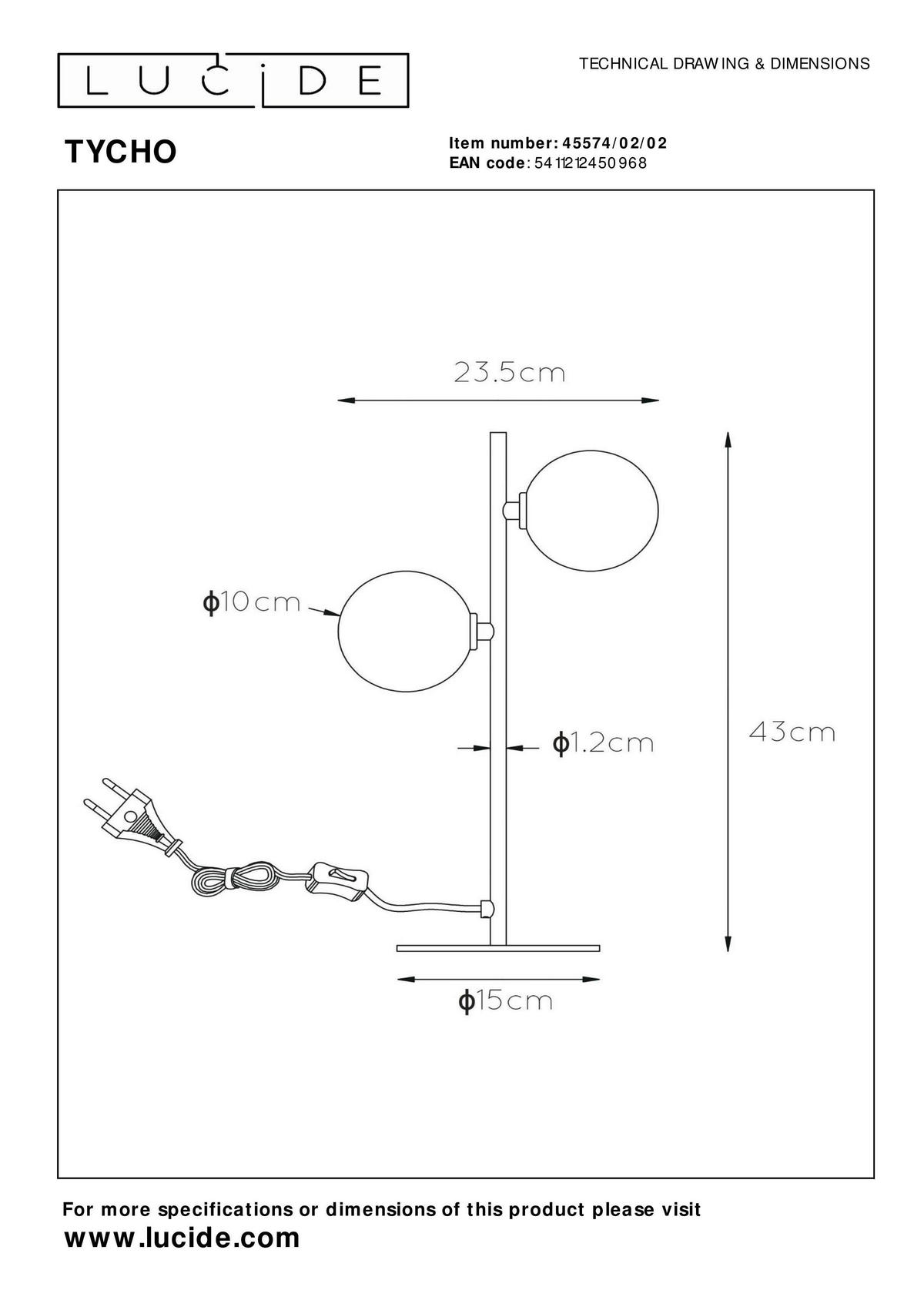 TISCHLEUCHTE 15/23.5/43 cm   - Messingfarben/Hellgrau, Basics, Glas/Metall (15/23.5/43cm) - Lucide