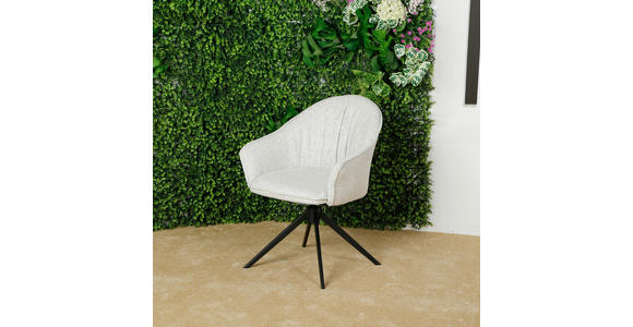 ARMLEHNSTUHL  Sitzfläche 360° drehbar, automatische Rückholfunktion Webstoff  - Creme/Schwarz, Design, Textil/Metall (66/83/64cm) - Novel